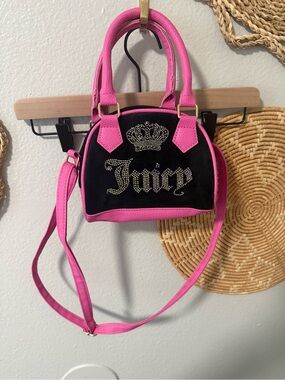 Juicy Couture Hot Pink and Black Rhinestone Mini Satchel